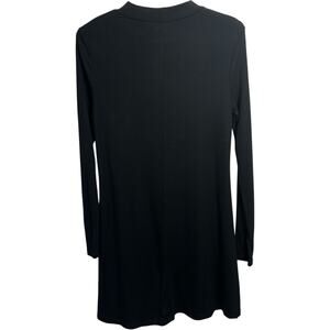 Ambiance Ribbed Mock Neck Short Dress M Black Long Sleeve Sleekcore Minimalist